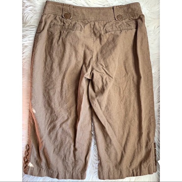 Brown Linen-blend Capris 4 - Picture 2 of 9